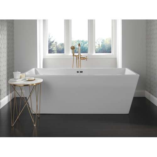 T4797-CZFL-LHP Cassidy Single Handle Floor Mount Tub Filler Trim with Hand Shower Less Handle in Champagne Bronze