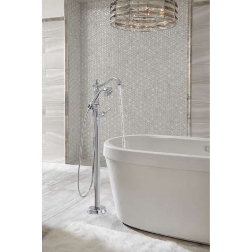 T4797-FL-LHP Cassidy Single Handle Floor Mount Tub Filler Trim with Hand Shower Less Handle in Chrome