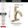 15749LF-CZPD Nicoli 6.81-in x 6.06-in x 8.75-in Single Handle Pull-Down Bathroom Faucet, Champagne Bronze