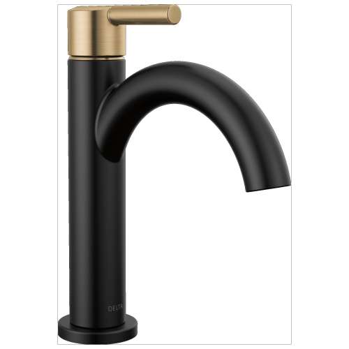15749LF-GZ Nicoli 7.50-in x 6.00-in x 9.06-in Single Handle Bathroom Faucet, Matte Black and Champagne Bronze