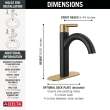 15749LF-GZ Nicoli 7.50-in x 6.00-in x 9.06-in Single Handle Bathroom Faucet, Matte Black and Champagne Bronze