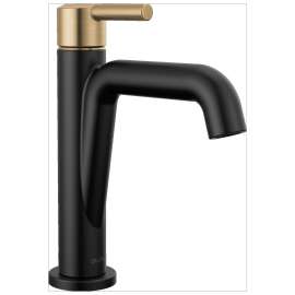 15849LF-GZ Nicoli 7.94-in x 6.00-in x 9.06-in Single Handle Bathroom Faucet, Matte Black and Champagne Bronze