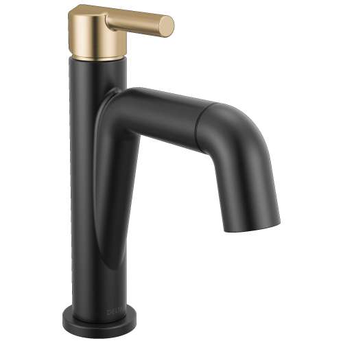 15849LF-GZPD Nicoli 7.31-in x 6.06-in x 8.63-in Single Handle Pull-Down Bathroom Faucet, Matte Black and Champagne Bronze