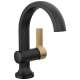 15855LF-GZ Albion 6.50-in x 6.06-in x 8.00-in Single Handle Bathroom Faucet, Matte Black and Champagne Bronze