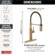 18803-CZ-DST Antoni 9.00-in x 10.50-in x 19.75-in Single-Handle Pull-Down Spring Kitchen Faucet, Champagne Bronze
