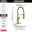 18804Z-CZ-DST Theodora 11.94-in x 10.75-in x 20.25-in Single-Handle Pull-Down Spring Kitchen Faucet, Champagne Bronze