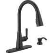 19893Z-BLSD-DST Boyd 11.63-in x 10.75-in x 16.50-in Single-Handle Pull-Down Kitchen Faucet with Soap Dispenser and Shieldspray Technology, Matte Black