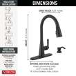 19893Z-BLSD-DST Boyd 11.63-in x 10.75-in x 16.50-in Single-Handle Pull-Down Kitchen Faucet with Soap Dispenser and Shieldspray Technology, Matte Black