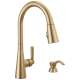 19893Z-CZSD-DST Boyd 11.63-in x 10.75-in x 16.50-in Single-Handle Pull-Down Kitchen Faucet with Soap Dispenser and Shieldspray Technology, Champagne Bronze