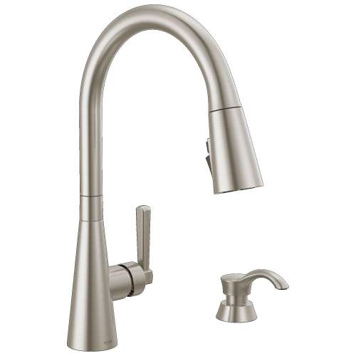 19893Z-SPSD-DST Boyd 11.63-in x 10.75-in x 16.50-in Single-Handle Pull-Down Kitchen Faucet with Soap Dispenser and Shieldspray Technology, Spotshield Stainless