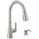 19893Z-SPSD-DST Boyd 11.63-in x 10.75-in x 16.50-in Single-Handle Pull-Down Kitchen Faucet with Soap Dispenser and Shieldspray Technology, Spotshield Stainless