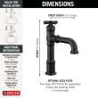 687-BL-DST Broderick 7.13-in x 2.00-in x 9.00-in Single Handle Bathroom Faucet, Matte Black