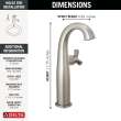 7776-SS-PR-DST Stryke 6.44-in x 4.38-in x 11.75-in Single Handle Vessel Bathroom Faucet, Lumicoat Stainless