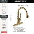 9178-CZ-DST Leland 11.47-in x 10.44-in x 14.88-in Single-Handle Pull-Down Kitchen Faucet with Shieldspray Technology, Champagne Bronze
