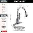 9178TL-AR-DST Leland 11.63-in x 10.75-in x 15.38-in Touch2O Kitchen Faucet with Touchless Technology, Arctic Stainless