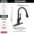 9178TL-RB-DST Leland 11.63-in x 10.75-in x 15.38-in Touch2O Kitchen Faucet with Touchless Technology, Venetian Bronze