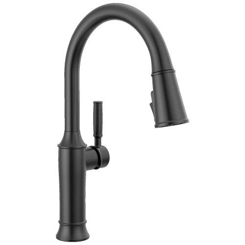 9184-BL-DST Renaldi 11.56-in x 2.81-in x 16.56-in Single-Handle Pull-Down Kitchen Faucet, Matte Black