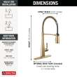 9613-CZ-DST Essa 11.50-in x 4.13-in x 19.38-in Single-Handle Pull-Down Spring Kitchen Faucet, Champagne Bronze