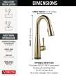 9913T-CZ-DST Essa 1.25-in x 10.75-in x 15.00-in Single-Handle Pull-Down Bar and Prep Faucet with Touch2O Technology, Champagne Bronze