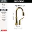 9978-CZ-DST Leland 8.69-in x 4.50-in x 14.00-in Single-Handle Pull-Down Bar and Prep Faucet, Champagne Bronze