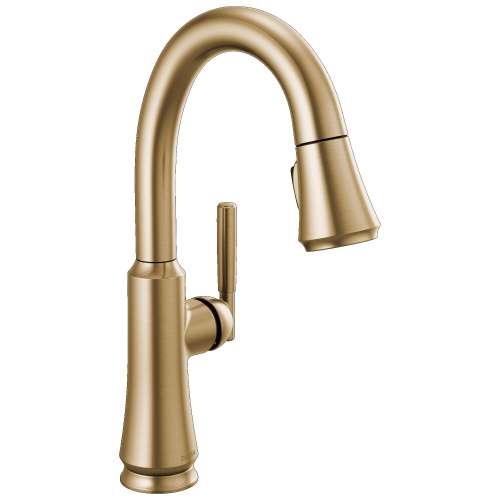 9979-CZ-DST Coranto 1.25-in x 10.75-in x 14.38-in Single-Handle Pull-Down Bar and Prep Faucet, Champagne Bronze