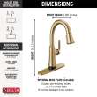 9979TL-CZ-DST Coranto 9.06-in x 4.63-in x 14.38-in Touch2O Bar and Prep Faucet with Touchless Technology, Champagne Bronze