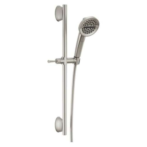 51386-SS-PR Universal Showering Components 3-Setting Slide Bar Handshower, Lumicoat Stainless