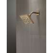 52664-CZ-PR Universal Showering Components H2Okinetic 5-Setting Angular Modern Raincan Shower Head, Lumicoat Champagne Bronze