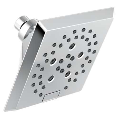 52664Universal Showering Components H2Okinetic 5-Setting Angular Modern Raincan Shower Head, Chrome