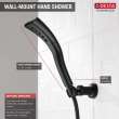 55421-BL Universal Showering Components Single-Setting H2Okinetic Wall Mount Hand Shower, Matte Black