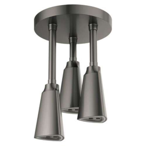 57140-KS25-L Universal Showering Components H2Okinetic Pendant Raincan Shower Head with LED Light, Black Stainless