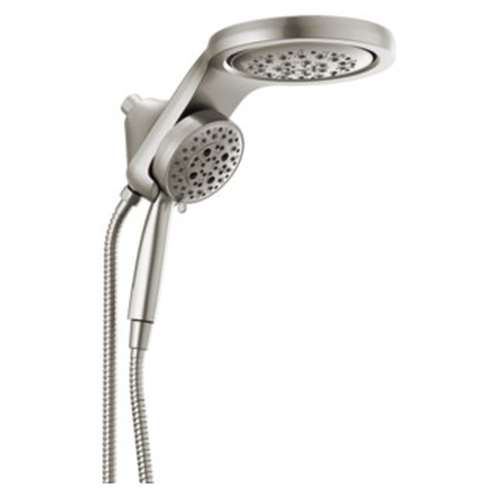 58680-SS Universal Showering Components HydroRain H2Okinetic 5-Setting Two-in-One Shower Head, Stainless
