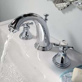 Widespread Bathroom Faucet with Cross Handles, in Polished Chrome
