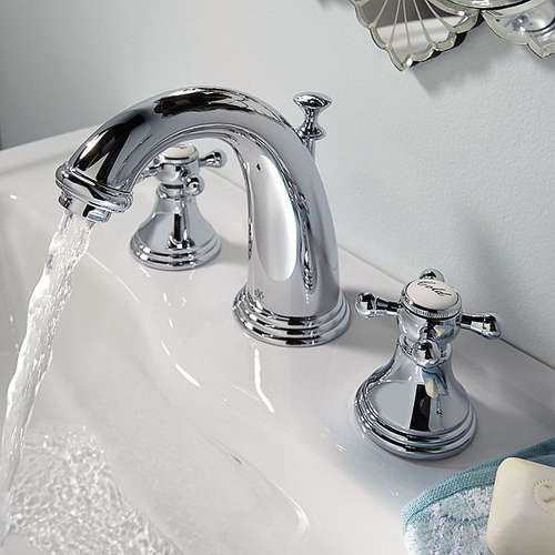 Widespread Bathroom Faucet with Cross Handles, in Platinum Nickel