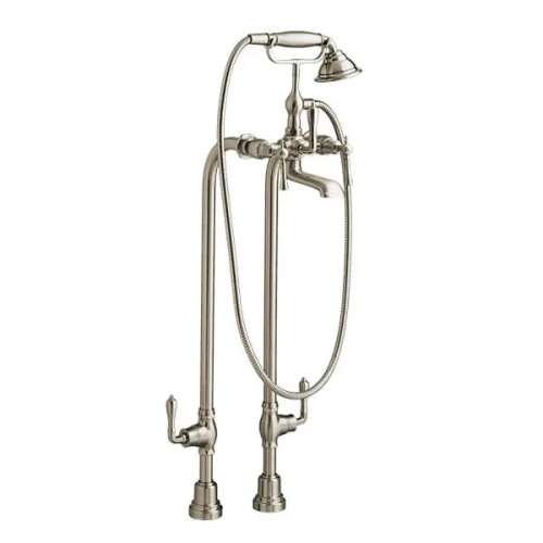 Transitional Floor Mount Bathtub Filler with Hand Shower and Lever Handles, D3510295C.144, D3510295C.144