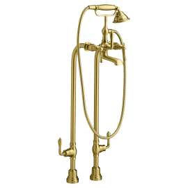 Transitional Floor Mount Bathtub Filler with Hand Shower and Lever Handles, D3510295C.427, D3510295C.427