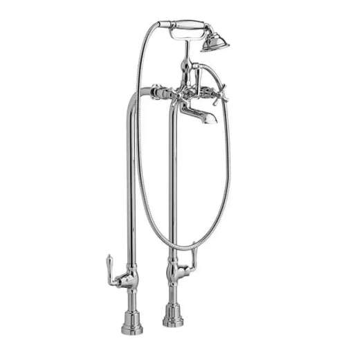 Transitional Floor Mount Bathtub Filler with Hand Shower and Cross Handles, D3510296C.100, D3510296C.100