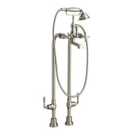 Transitional Floor Mount Bathtub Filler with Hand Shower and Cross Handles, D3510296C.144, D3510296C.144