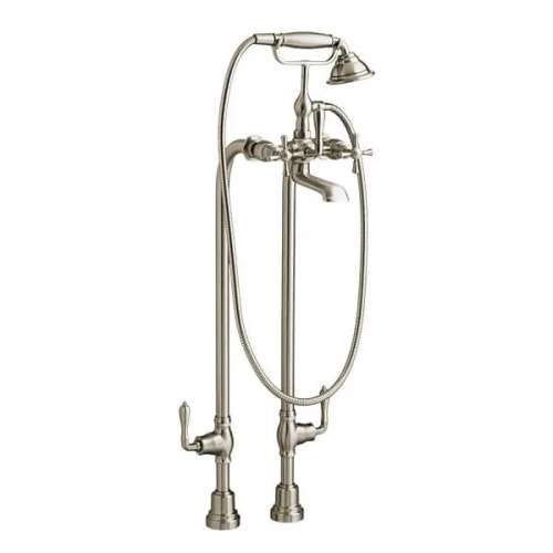 Transitional Floor Mount Bathtub Filler with Hand Shower and Cross Handles, D3510296C.144, D3510296C.144