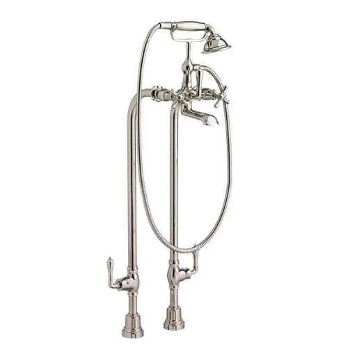 Transitional Floor Mount Bathtub Filler with Hand Shower and Cross Handles, D3510296C.150, D3510296C.150