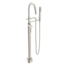 Equility® Round Floor Mount Bathtub Filler with Hand Shower and Lever Handle, D3590197C.144, D3590197C.144