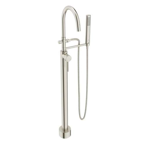 Equility® Round Floor Mount Bathtub Filler with Hand Shower and Lever Handle, D3590197C.144, D3590197C.144