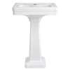 24 Inch Pedestal Bathroom Sink- Single Faucet Hole, in Canvas White
