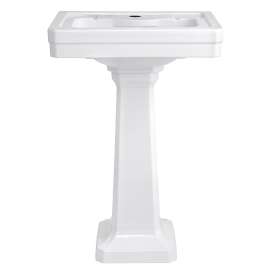 24 Inch Pedestal Bathroom Sink- Single Faucet Hole, in Canvas White