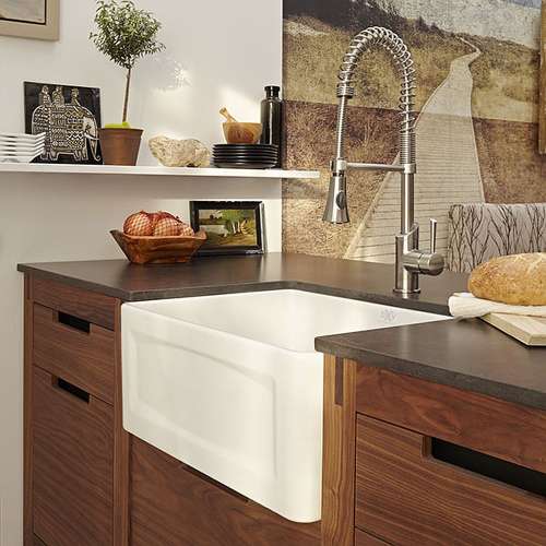 24 Inch Apron Kitchen Sink, in Canvas White