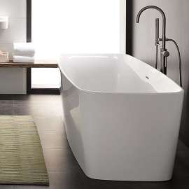 Slim Freestanding Soaking Tub, in Canvas White