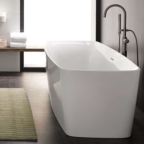 Slim Freestanding Soaking Tub, in Canvas White