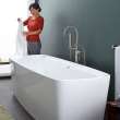 Slim Freestanding Soaking Tub, in Canvas White