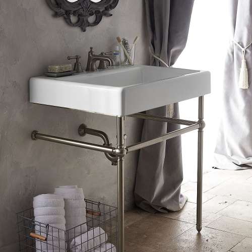 30-in Lavatory with 3 Faucet Holes in Canvas White, in Canvas White