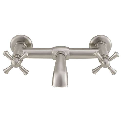 Wall Mount Bathroom Faucet with Cross Handles, in Brushed Nickel